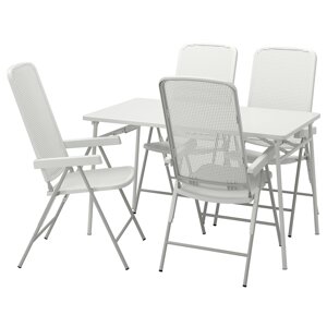 ІКЕА TORPARÖ ТОРПАРЕ, 294.948.69 Стіл + 4 розкладні стільці, назовні, білий, білий, сірий, 130 см