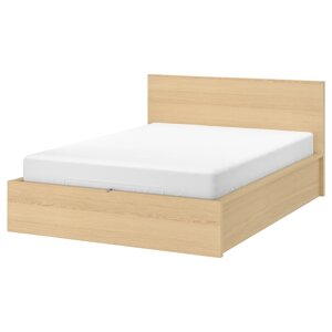 ІКЕА MALM МАЛЬМ, 004.126.85 Ліжко з ящиком, шпон з мореного дуба білого кольору, 140x200 см