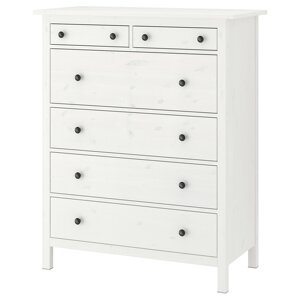 ІКЕА HEMNES ХЕМНЕС, 602.392.73 Комод, 6 висувних ящиків, біла пляма, 108x131 см