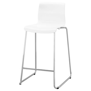 ІКЕА GLENN ГЛЕН, 601.317.34 Барний стілець, білий, хром, 66 см