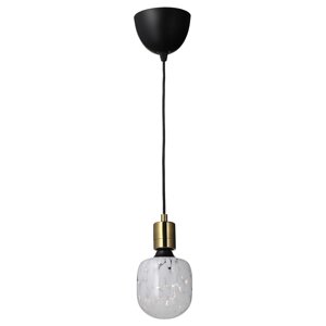 ІКЕА SKAFTET СКАФТЕТ / MOLNART, 394.945.62 Підвісний світильник з лампочкою, з латунним покриттям, білий у формі