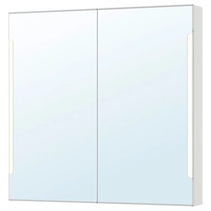 ІКЕА STORJORM СТОРЙОРМ, 202.481.18 Шафа дзеркальна, вбудований освітлення, білий, 100х14х96 см