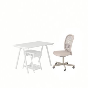 ІКЕА TROTTEN / FLINTAN, 594.249.45 Комбінація письмового столу, Шафа, і білий поворотний стілець...