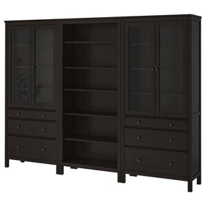 ІКЕА HEMNES ХЕМНЕС, 792.337.56 Комбінація полиць з дверцятами, шухляди, чорно-коричневий, 270х19...