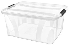 Коробка з кришкою кон-пласт 32 прозори пластиковий контейнер 32л майстер бокс великий прозорий