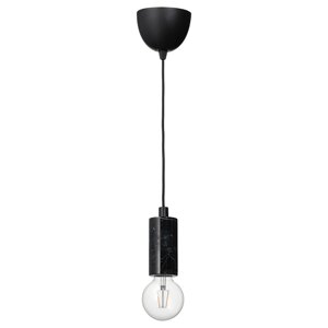 ІКЕА MARKFROST / LUNNOM ЛУННОМ, 794.944.47 Підвісний світильник з лампочкою, чорний мармур, прозора куля