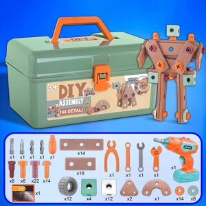 Ящик для інструментів для дітей Avocado Home Diy збірний набір майстерня викрутка блоки 144 елементи