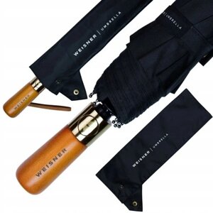 Weisner автоматичний складаний парасолька Xl з чорним чохлом елегантна двоособова парасолька з дерева Xxl