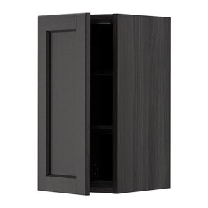 ІКЕА METOD МЕТОД, 494.652.10 Настінна шафа з полицями, чорний, Лерхіттан, пофарбований у чорний колір, 30x60 см