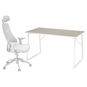 ІКЕА HUVUDSPELARE / MATCHSPEL, 295.373.88 Ігровий стіл та стілець, бежевий, світло-сірий
