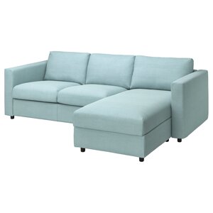 ІКЕА VIMLE ВІМЛЕ, 693.991.39 3-місний диван із кушеткою, Саксемара світло-блакитна