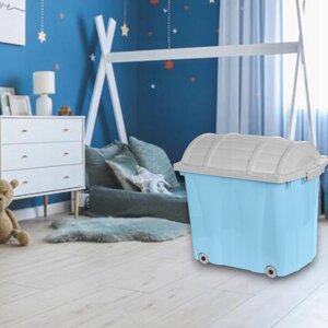 Великий контейнер для іграшок ящик-органайзер на колесиках пластиковий кошик 60 вмісткий скринька