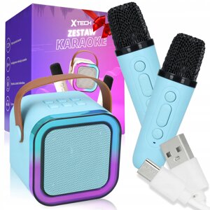 Портативний динамік для караоке з Rgb Bluetooth 2 мікрофони Usb Mini Jack 2шт + бездротовий