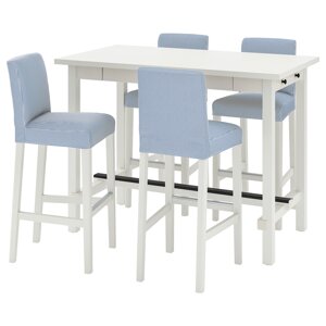 ІКЕА NORDVIKEN / BERGMUND, 494.086.96 Барний стіл і 4 барні стільці, білий, Темно-синій Rommele,...