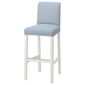 ІКЕА BERGMUND БЕРГМУНД, 693.997.52 Барний стілець зі спинкою, білий, Роммель темно-синій, білий, 75 см