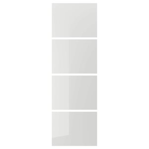 ІКЕА HOKKSUND ХОККСУНД, 703.823.50 4 панелі для рами розсувних дверей, блиск світло-сірий, 75х23...