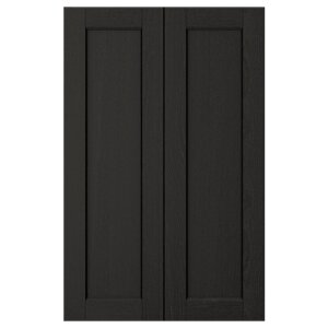 ІКЕА LERHYTTAN ЛЕРХЮТТАН, 103.560.66 2 дверцят для кутової підлог шафи, чорна морилка, 25х80 см