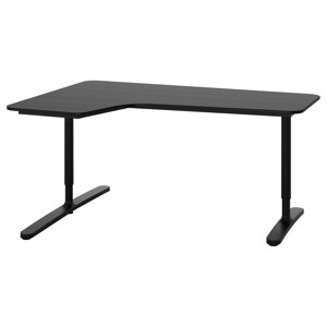ІКЕА BEKANT БЕКАНТ, 192.828.01 Кутовий стіл, ліворуч, шпон з мореного ясена чорного кольору, чорний, 160x110 см