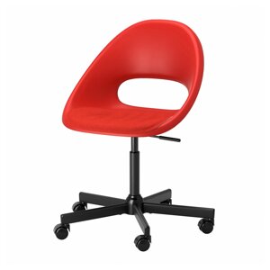 поворотне крісло + подушка, червоний, чорний ІКЕА ELDBERGET ЕЛЬДБЕРГЕТ / MALSKÄR МАЛЬШЕР, 593.319.13