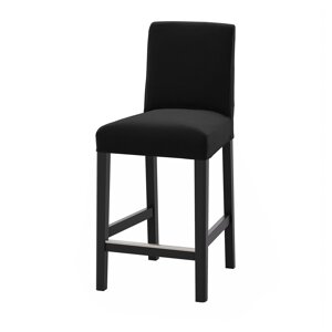 ІКЕА BERGMUND БЕРГМУНД, 394.196.38 Барний стілець зі спинкою, чорний, Джупард темно-сірий, 62 см