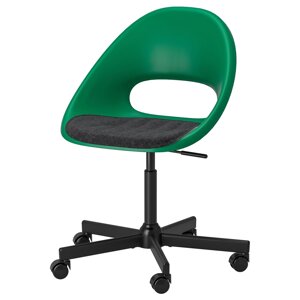 поворотне крісло + подушка, зелений чорний, темно-сірий ІКЕА ELDBERGET ЕЛЬДБЕРГЕТ / MALSKÄR МАЛЬШЕР, 694.444.10