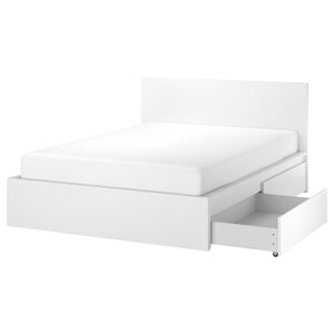 ІКЕА MALM МАЛЬМ, 399.316.09 Рама ліжка з 4 ящиками, білий, 140x200 см