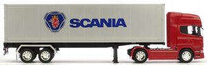 Велі Scania V8 R730 вантажівка з причіпом червона 1:32 Tir металева модель металевий тягач великий контейнер