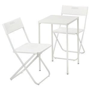 ІКЕА FEJAN ФЕЙЯН, 594.349.49 Стіл + 2 розкладні стільці, назовні, білий, білий