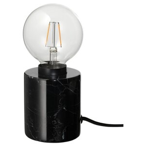 ІКЕА MARKFROST / LUNNOM ЛУННОМ, 594.944.48 Настільна лампа з лампочкою, чорний мармур, прозора куля