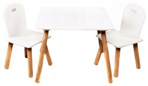 Дерев'яний столик + 2 стільці набір для дітей білий стіл стільчики меблі