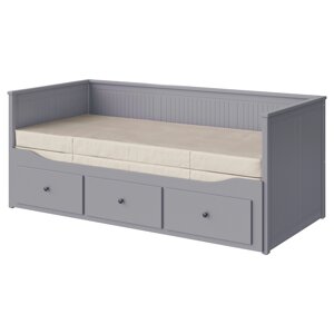 ІКЕА HEMNES ХЕМНЕС, 993.909.48 Кушетка з 3 висувними ящиками, 2 матраци, сірий, Vannareid hard, 80x200 см