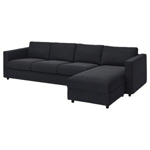ІКЕА VIMLE ВІМЛЕ, 893.995.34 4-місний диван із кушеткою, Саксемара чорно-блакитна