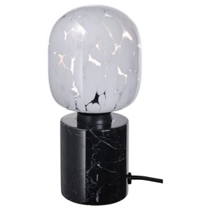 ІКЕА MARKFROST / MOLNART, 694.945.65 Настільна лампа з лампочкою, чорний мармур, білий у формі трубки, прозоре скло