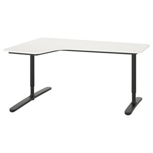 ІКЕА BEKANT БЕКАНТ, 090.064.08 Кутовий стіл, ліворуч, білий, чорний, 160x110 см
