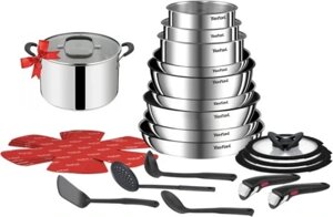 Набір посуду Tefal Ingenio Emotion із нержавіючої сталі 26 предметів каструлі кришки ложки 22 предмети індукційні