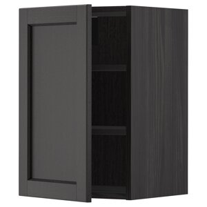 ІКЕА METOD МЕТОД, 794.569.97 Настінна шафа з полицями, чорний, Лерхіттан, пофарбований у чорний колір, 40x60 см