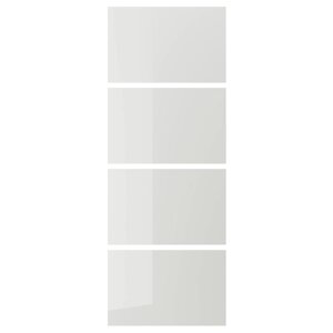 ІКЕА HOKKSUND ХОККСУНД, 303.823.47 4 панелі для розсувних дверних коробок, глянцевий світло-сірий, 75x201 см