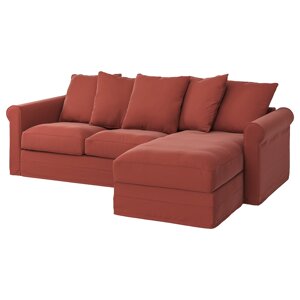 ІКЕА GRÖNLID ГРЕНЛІД, 294.089.75 3-місний диван із кушеткою, ЛЬЙУНГЕН світло-червоний