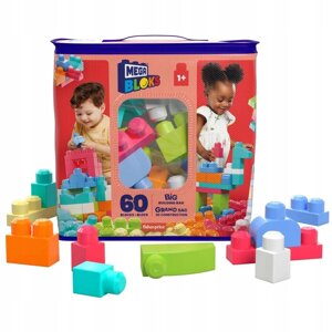 Mega Bloks дитячі блоки в пластиковому мішку для дівчаток 60 кубиків Fisher Price елементів 1+