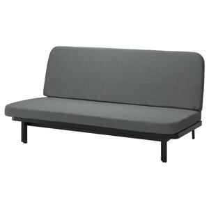 ІКЕА NYHAMN, 994.999.91 3-місний розкладний диван, з пінопластовим матрацом, Скартофта чорна, світло-сірий
