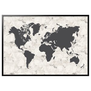 ІКЕА BJÖRKSTA Б'ЄРКСТА, 694.168.55 Картина в рамці, чорно-біла карта світу, чорний, 200х140 см