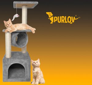 Низький когтеточка спальне місце стовп для драпування вежа Purlov 61 100 см для кота будиночок іграшка для котів дерево