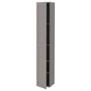 ІКЕА ENHET, 793.224.70 Висока шафа 4 полиці, двері, сірий, сіра рамка, 30x32x180 см