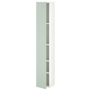 ІКЕА ENHET, 594.968.76 Висока шафа 4 полиці, двері, білий, блідо-сіро-зелений, 30x32x180 см