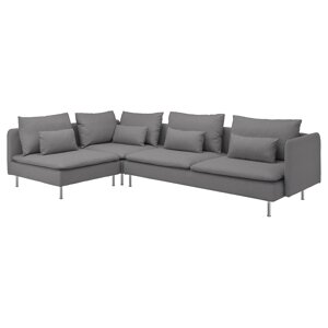 ІКЕА SÖDERHAMN, 194.520.73 Кутовий диван, 4-місний, з вікритою секцією, Сірий тонер
