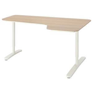 ІКЕА BEKANT БЕКАНТ, 192.846.59 Кутовий стіл, Так., шпон з мореного дуба білого кольору, білий, 160x110 см