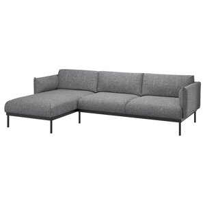 ІКЕА ÄPPLARYD, 694.180.67 3-місний диван із кушеткою, ЛЕЙДЕ сірий/чорний