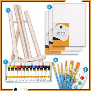 Набір для малювання "майстерність" 23 шт. для дітей: мольберт фарби полотно