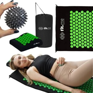 Килимок для акупресури з подушкою Fit. me Zen Lite Xl зелений з масажними шипами для здоров'я і релаксації + подушка