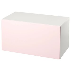ІКЕА SMÅSTAD СМОСТАД, 293.891.56 Лавка з ящиком для іграшок, білий, блідо-рожевий, 90x52x48 см